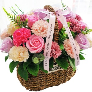 핑크믹스 비누꽃 카네이션 비누꽃바구니 생일 기념일선물 (상품선택)