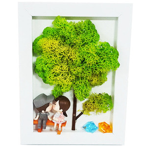 스칸디아모스 액자 천연이끼 인테리어소품 나무 모양 천연가습 공기정화식물